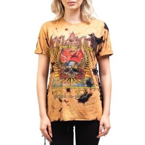 Affliction Women's Skull Rock short sleeve tee in Blk/Tan